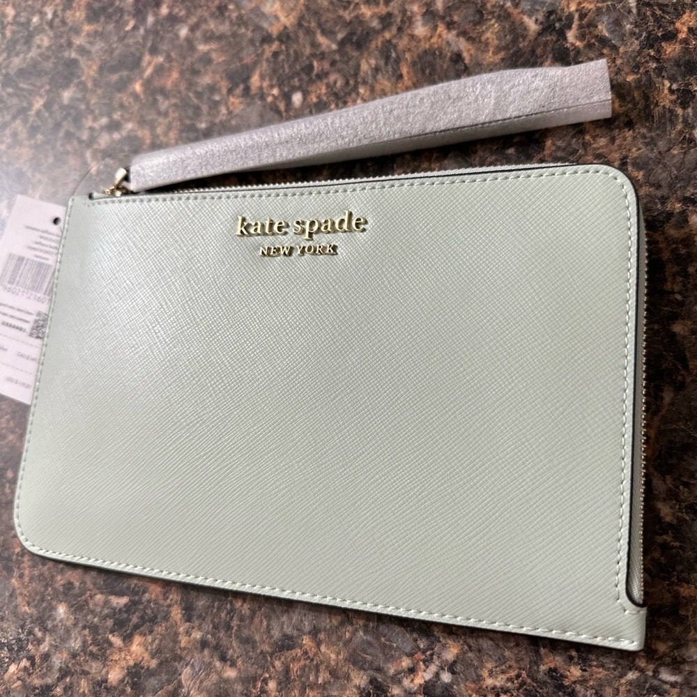 NWT Kate Spade green color block flap crossbody bag and NWT mint wristlet set - Picture 13 of 15